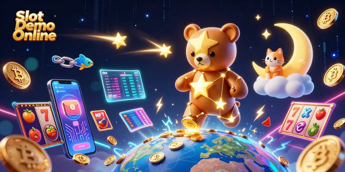 Experience exciting gameplay in Slot Demo Online with vibrant characters and crypto-themed elements.