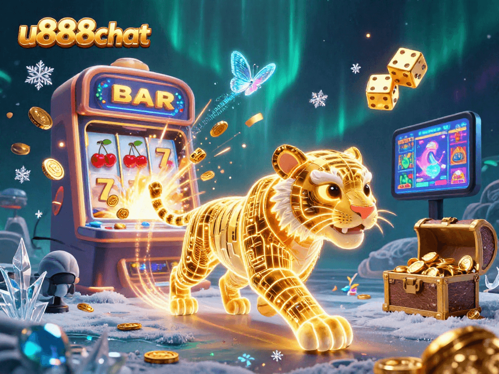 Experience thrilling wins with u888chat's vibrant casino landscape and captivating golden tiger.