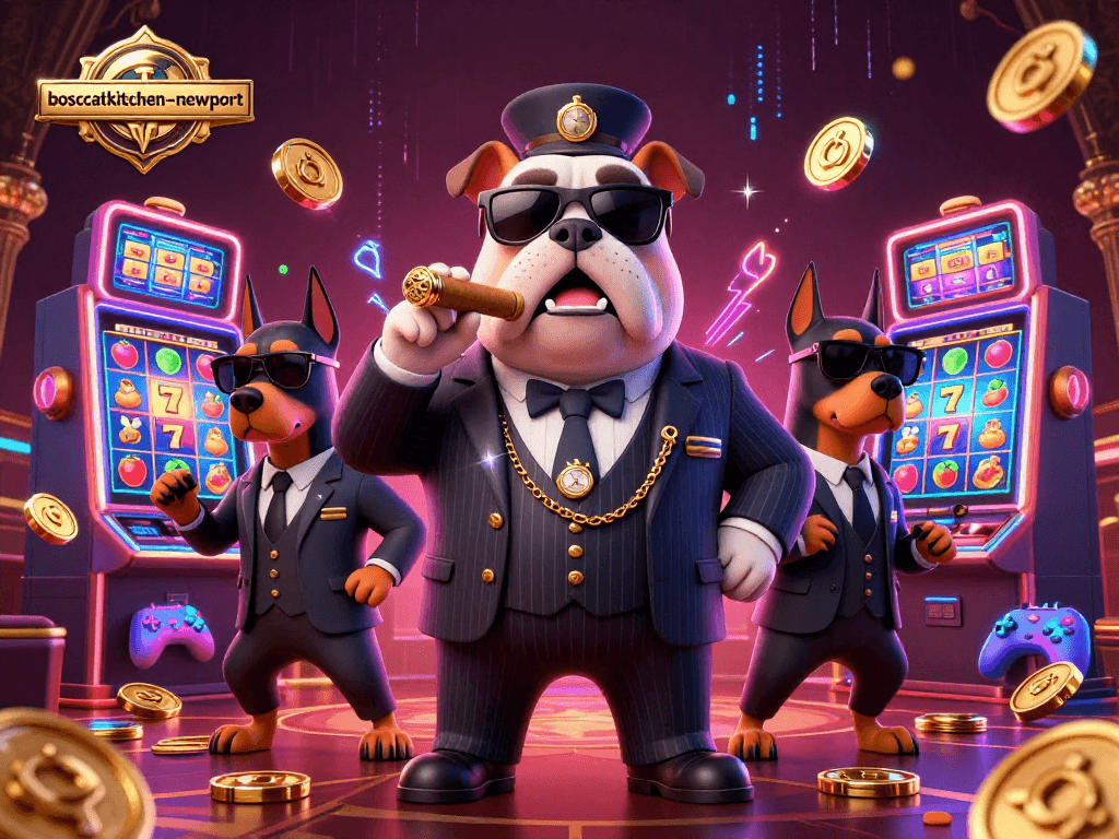 Experience the thrilling games at bosscatkitchen-newport with our vibrant 3D casino illustration.