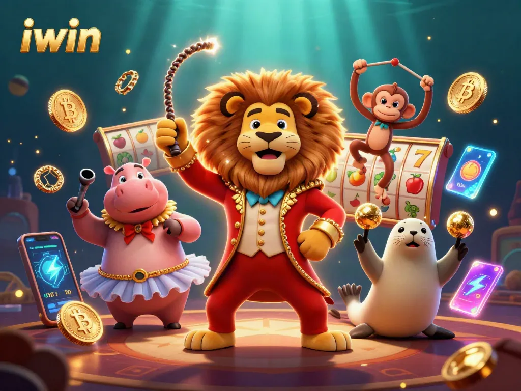 iwin engages players in vibrant casino fun with illustrated characters and exciting slot game elements.