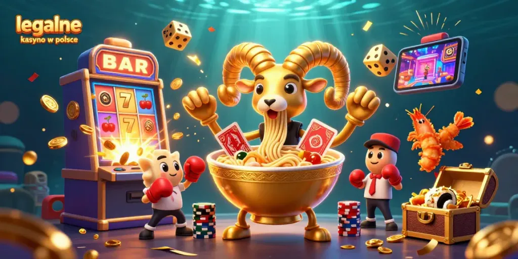 Experience the excitement of legalne kasyno w polsce with a vibrant 3D casino illustration bursting with action.