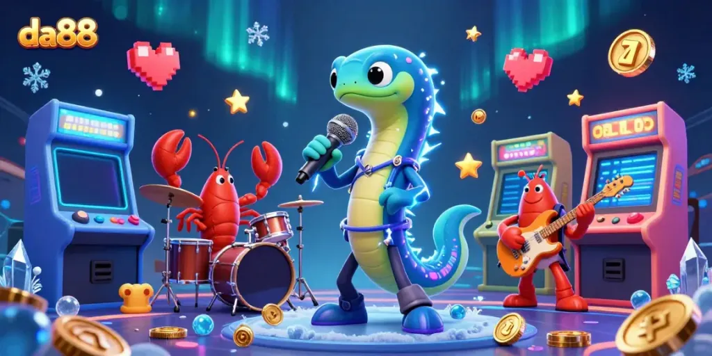 Experience excitement at da88 with electric eel DJ, lobster drummer, and seahorse guitarist in vibrant underwater slot games.