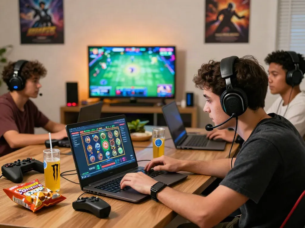 Friends enjoying a gaming session on the ODDIGO platform, highlighting slot gacor hari ini.