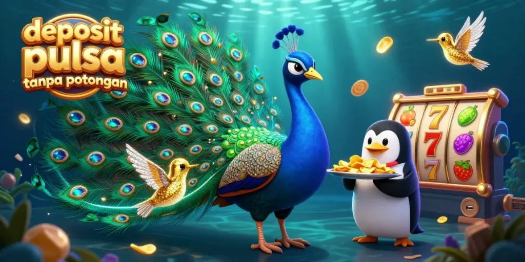 Engage in winning strategies at deposit pulsa tanpa potongan with vibrant casino elements and animated characters.