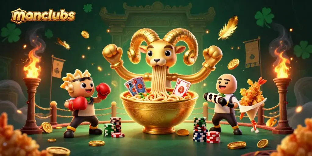 Engage with Manclubs in this vibrant 3D casino scene featuring delightful characters.
