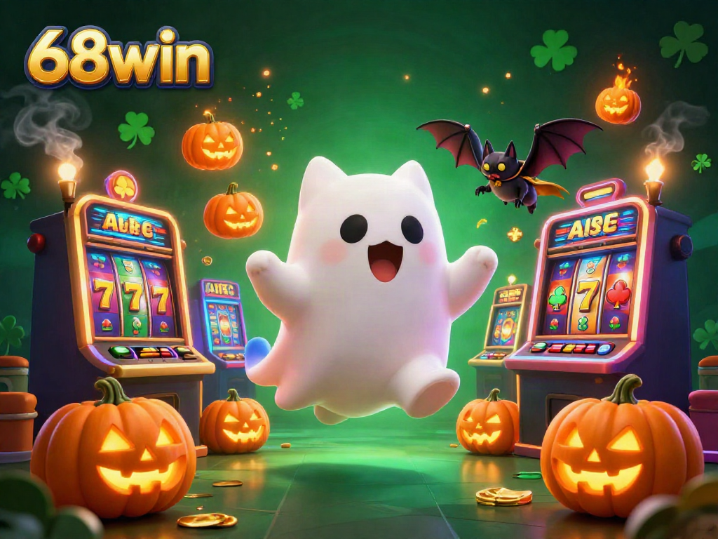 Engage in thrilling gameplay at 68win casino with ghostly characters and vibrant slot machines.