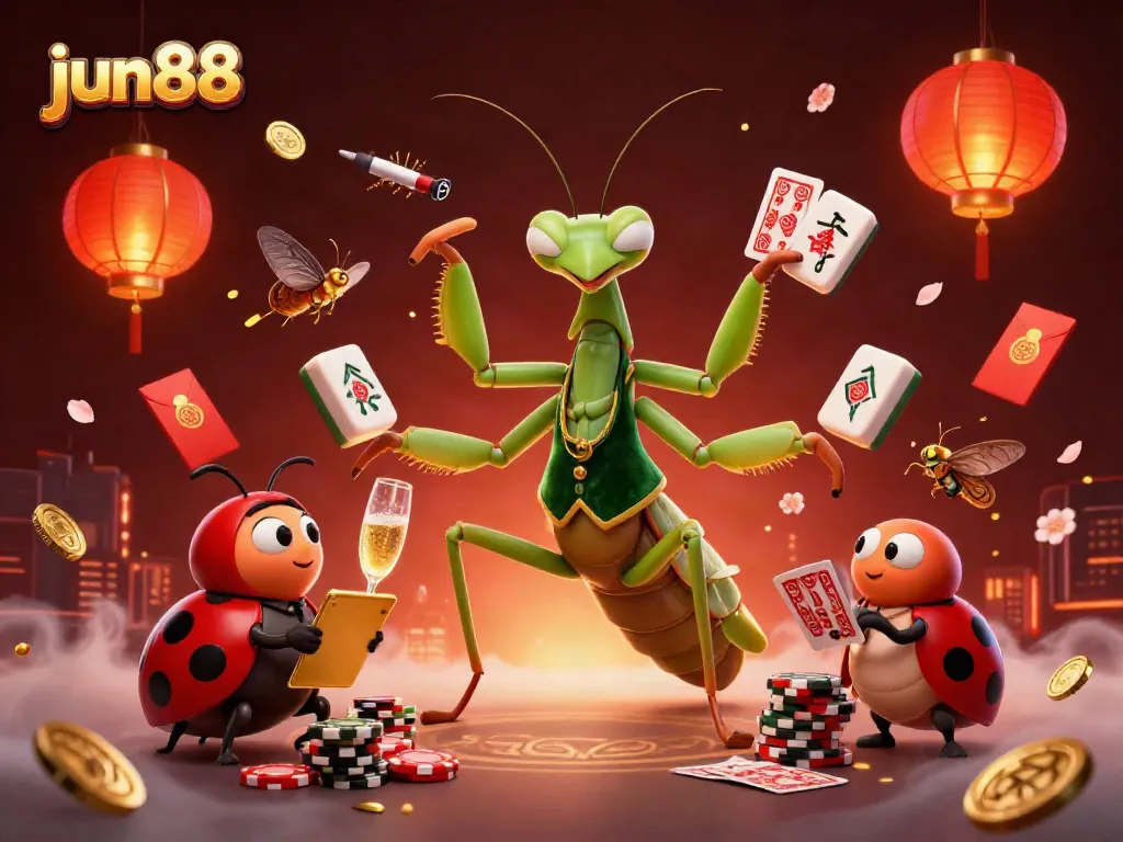Experience thrilling action at jun88 with a giant mantis dealer and vivid casino visuals.