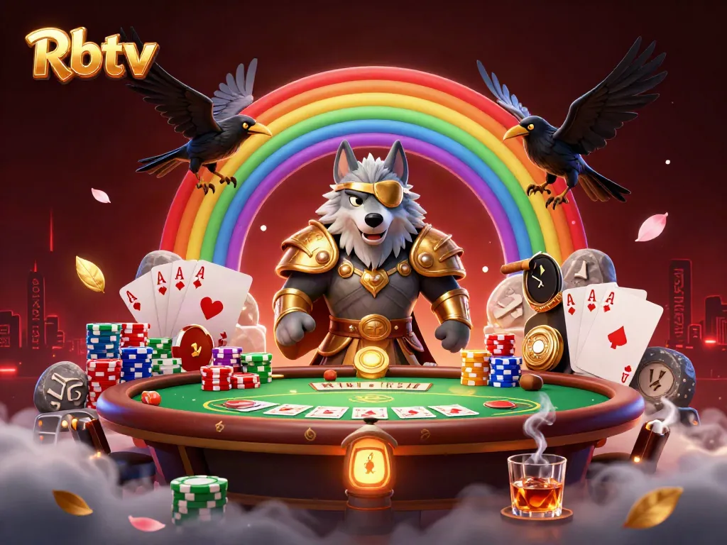 Rbtv membawa strategi menang dengan poker dan simbol kasino yang berkilau.