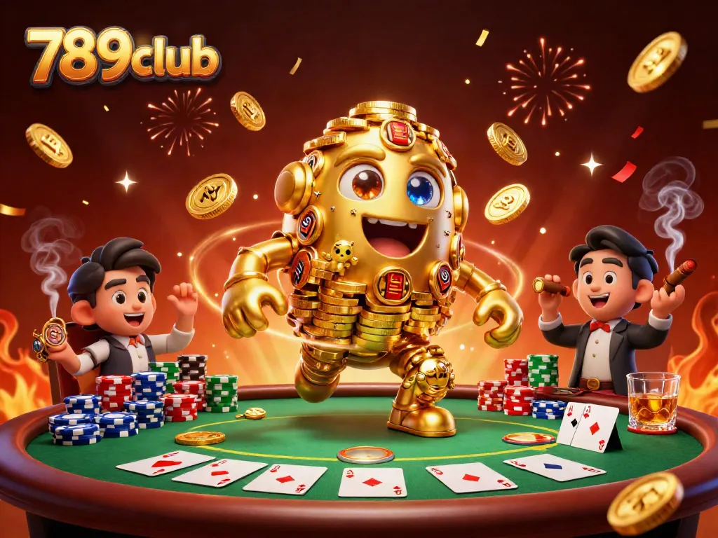 Engage with the exciting world of 789club featuring dynamic gaming elements and an animated golden golem.