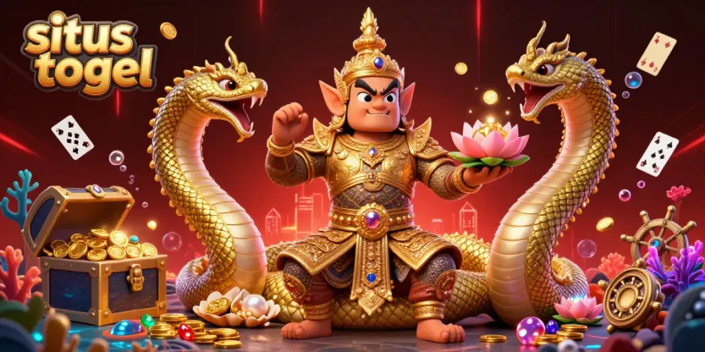 Memenangkan hadiah di situs togel dengan ilustrasi 3D menarik dari penjaga kuil dan naga.