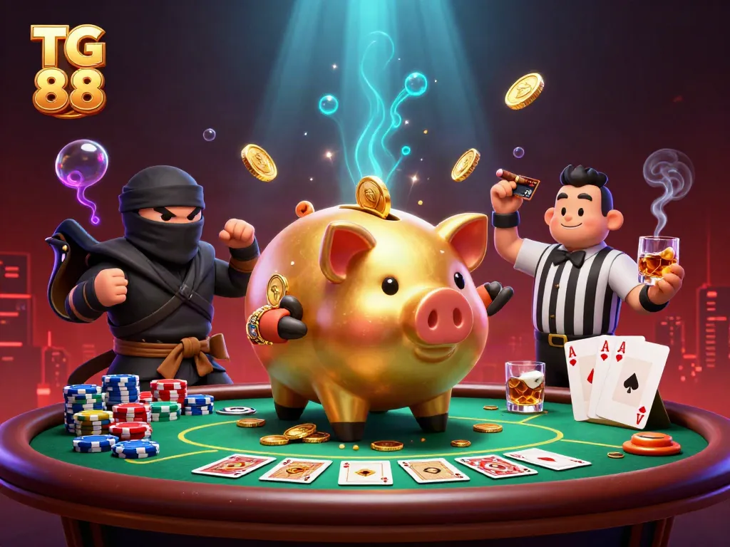 Watch TG 88's lively piggy bank sumo wrestlers and high-stakes poker action with dynamic casino elements.