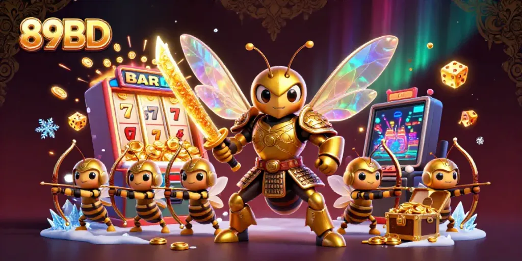 Experience the vibrant excitement of 89BD slots with a golden hornet samurai and jackpot action.