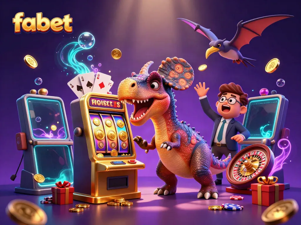 Experience fabet with a pachycephalosaurus winning a jackpot at a vibrant casino scene filled with action.