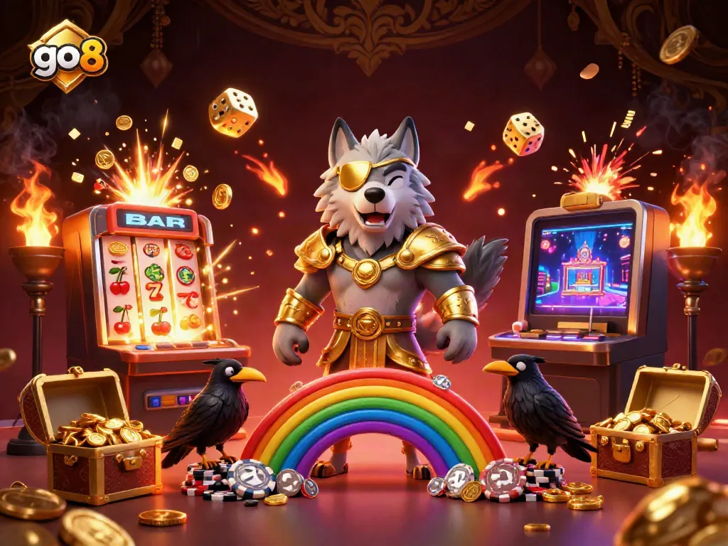 Engage with go8 in a vibrant 3D casino world overflowing with excitement and jackpot symbols.
