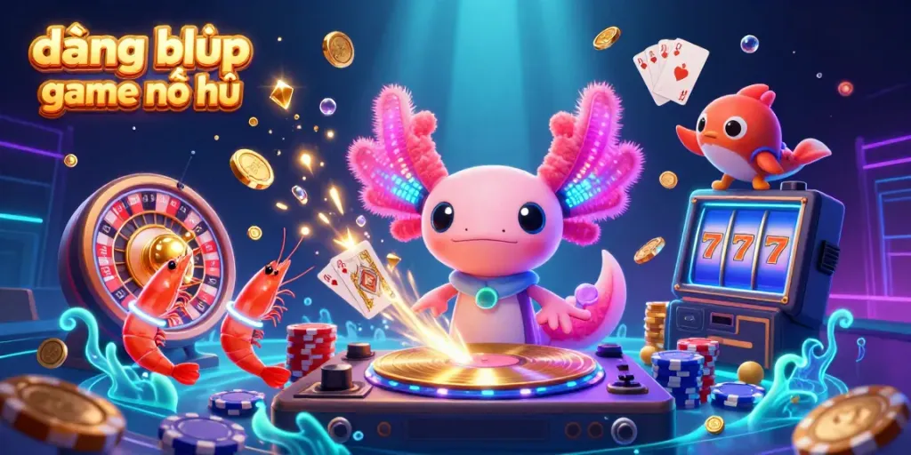 Engage with the vibrant scene featuring the axolotl DJ and his lively crew while exploring đăng nhập game nổ hũ.