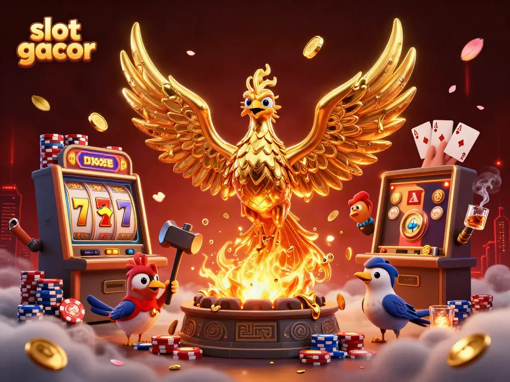 Experience thrilling slot gacor action with a vivid scene of jackpots and golden victories.
