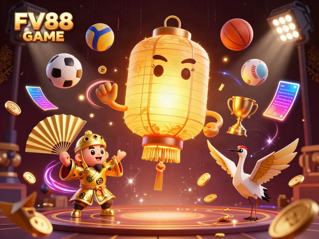 Experience the thrilling FV88 GAME action in an exciting casino scene with dynamic characters and elements.