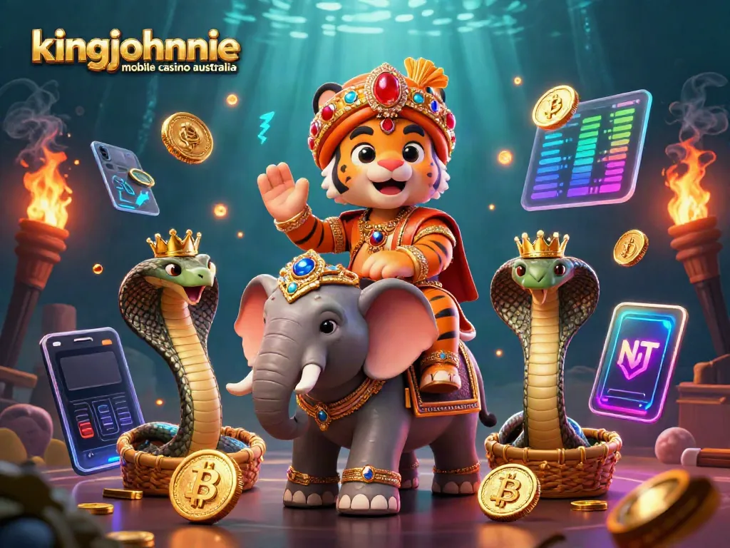 Experience the thrills at kingjohnnie mobile casino australia with vibrant, animated 3D characters and game elements.