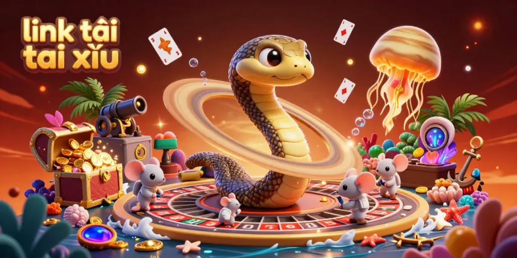 Experience the thrill of gaming and betting with link tải tài xỉu in a vibrant, dynamic 3D illustration.